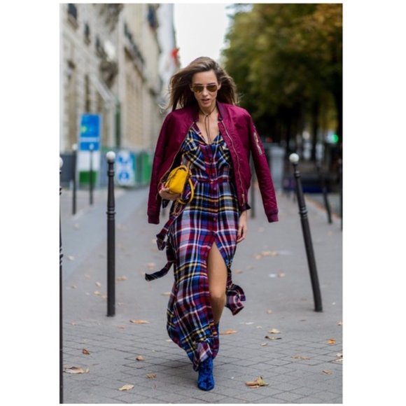 L'AGENCE Plaid multi color flannel maxi dr… - Picture 6 of 12